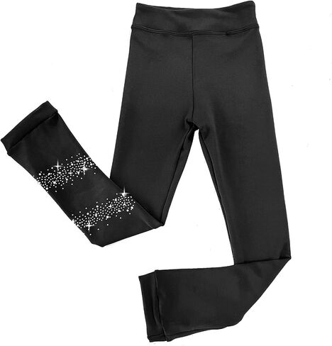 Girl's Plush Ice Skating Training Pants with Sparkling Rhinestones Decoration Stylish for Girls in Saudi Arabia