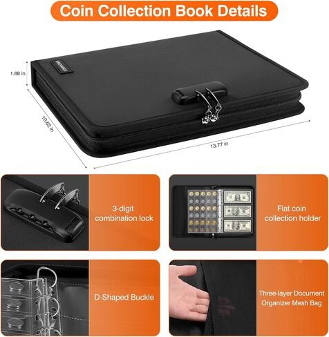 كتاب جمع العملات المعدنية مع 520 جيبًا لحمل العملات المعدنية، وألبومات العملات المعدنية لهواة جمع العملات المعدنية، وحافظة تخزين العملات المعدنية الورقية مع قفل، وجمع لوازم جمع العملات المعدنية للفاتورة، والطوابع in Saudi Arabia