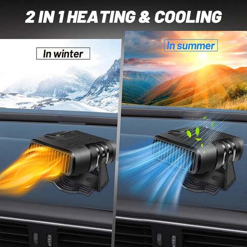 12V 150W Portable Car Heater, Fast Heating and Cooling Fan Portable Windshield Defogger and Defroster Plug into Cigarette Lighter for Car RV SUV in Saudi Arabia
