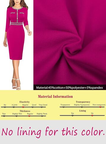 VFSHOW Womens Business Button Crew Neck Fitted Wear to Work Office Patchwork Pencil Sheath Dress in Kuwait