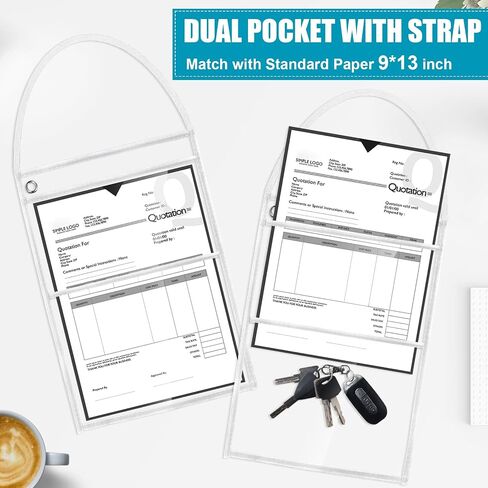 Epakh 30 حزمة أمر العمل الأكمام البلاستيكية إصلاح الأكمام 9 × 12 بوصة حامل أمر العمل جيوب حامل تذكرة العمل حاملي تذاكر متجر المسح الجاف مع حزام معلق، كلا الجانبين شفاف (أبيض) in Saudi Arabia