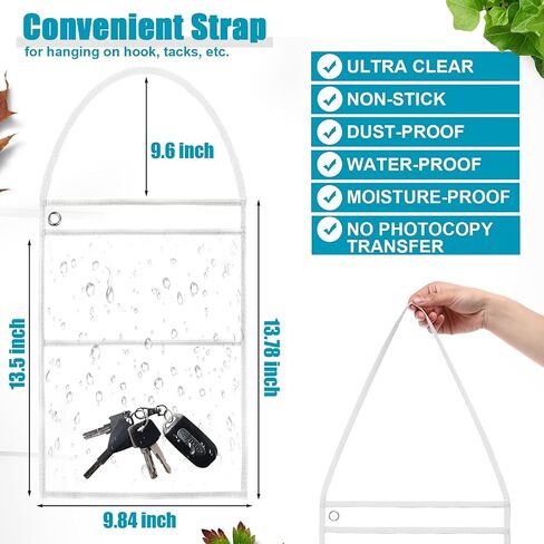Epakh 30 حزمة أمر العمل الأكمام البلاستيكية إصلاح الأكمام 9 × 12 بوصة حامل أمر العمل جيوب حامل تذكرة العمل حاملي تذاكر متجر المسح الجاف مع حزام معلق، كلا الجانبين شفاف (أبيض) in Saudi Arabia