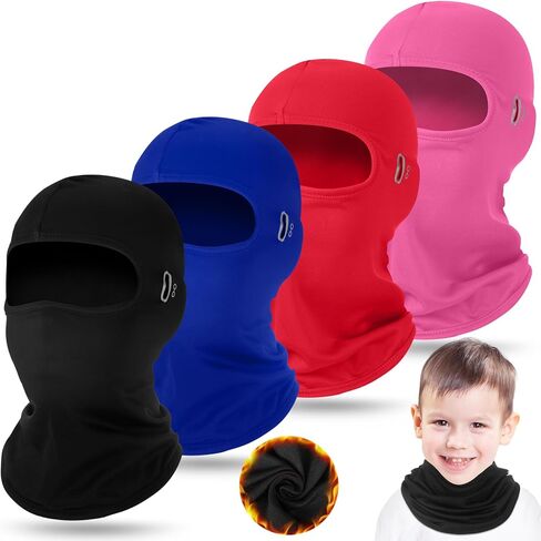 4 Pcs Winter Kids Balaclava Face Mask with Reflective Stripe Windproof Ski Mask for Kids 5-12 Boy Girl Cold Weather in Saudi Arabia