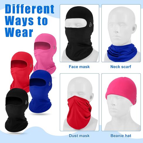 4 Pcs Winter Kids Balaclava Face Mask with Reflective Stripe Windproof Ski Mask for Kids 5-12 Boy Girl Cold Weather in Saudi Arabia