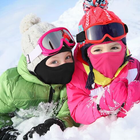 4 Pcs Winter Kids Balaclava Face Mask with Reflective Stripe Windproof Ski Mask for Kids 5-12 Boy Girl Cold Weather in Saudi Arabia