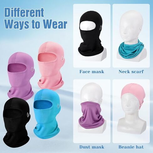 4 Pcs Winter Kids Balaclava Face Mask with Reflective Stripe Windproof Ski Mask for Kids 5-12 Boy Girl Cold Weather in Saudi Arabia