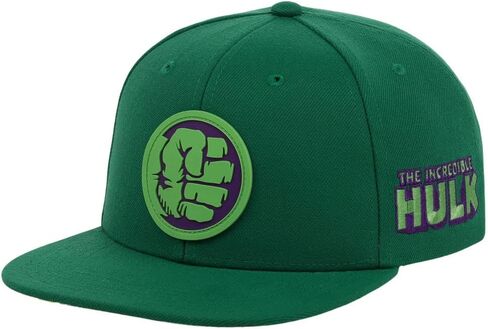 قبعة Marvel Hulk Youth Comic UV القابلة للتعديل ذات الغطاء المسطح باللون الأخضر in Saudi Arabia