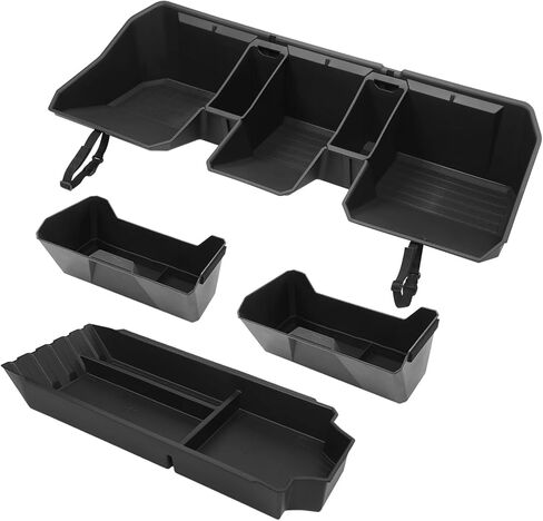 صندوق تخزين خلفي من Naibeve وصندوق تخزين أمامي أسفل المقعد وصينية تنظيم وحدة التحكم المركزية السفلية متوافقة مع ملحقات شاحنة Tesla Cybertruck لعام 2024 ومنظم تخزين تحت المقعد (4 قطع) in Kuwait