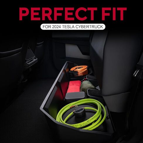 صندوق تخزين خلفي من Naibeve وصندوق تخزين أمامي أسفل المقعد وصينية تنظيم وحدة التحكم المركزية السفلية متوافقة مع ملحقات شاحنة Tesla Cybertruck لعام 2024 ومنظم تخزين تحت المقعد (4 قطع) in Kuwait