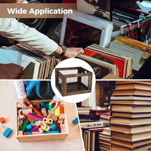 yeesport الفينيل سجل تخزين قفص، 15.1 × 13.5 × 10.4 بوصة خشبية LP ألبوم الرف حالة، الفينيل حامل تخزين صندوق منظم للعناصر اليومية لعب الكتب in Kuwait