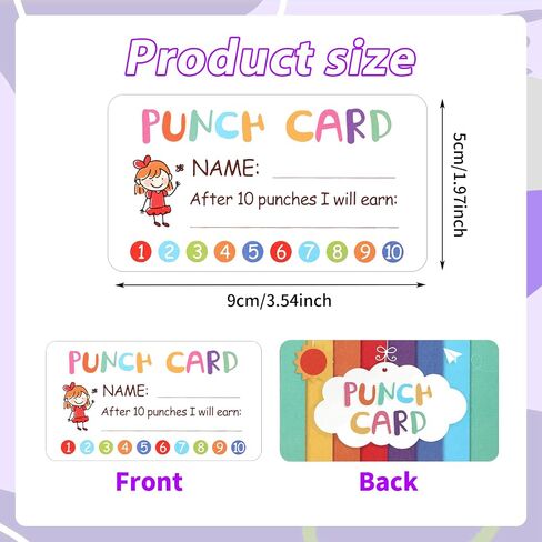 100Pcs Punch Card for Classroom, 3.5" X 2" Reward Incentive Card for Teacher Behavior Management Tools Student Awards Loyalty Cards for Business, Kids Behavior, Students(Girl) in Saudi Arabia