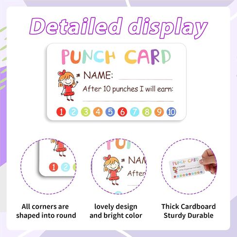 100Pcs Punch Card for Classroom, 3.5" X 2" Reward Incentive Card for Teacher Behavior Management Tools Student Awards Loyalty Cards for Business, Kids Behavior, Students(Girl) in Saudi Arabia