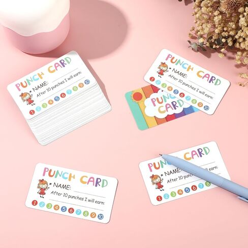 100Pcs Punch Card for Classroom, 3.5" X 2" Reward Incentive Card for Teacher Behavior Management Tools Student Awards Loyalty Cards for Business, Kids Behavior, Students(Girl) in Saudi Arabia