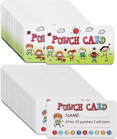 100Pcs Punch Card for Classroom, 3.5" X 2" Reward Incentive Card for Teacher Behavior Management Tools Student Awards Loyalty Cards for Business, Kids Behavior, Students(Boy) in Saudi Arabia