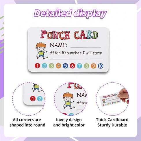 100Pcs Punch Card for Classroom, 3.5" X 2" Reward Incentive Card for Teacher Behavior Management Tools Student Awards Loyalty Cards for Business, Kids Behavior, Students(Boy) in Saudi Arabia