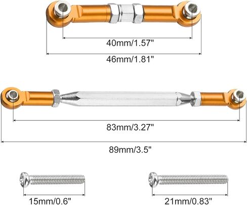 MECCANIXITY 2 Sets Adjustable Turnbuckles Camber Link Linkages Aluminum Alloy Upgrade Parts RC Car Steering Pull Rod Servo Linkages Tie Rod for MN 1:12 D90 RC Car Crawler,Black in Saudi Arabia