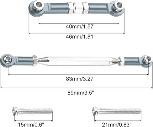 MECCANIXITY 2 Sets Adjustable Turnbuckles Camber Link Linkages Aluminum Alloy Upgrade Parts RC Car Steering Pull Rod Servo Linkages Tie Rod for MN 1:12 D90 RC Car Crawler,Black in Saudi Arabia