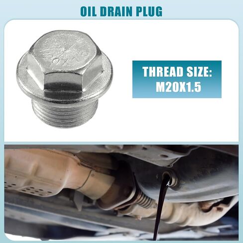 قابس تصريف زيت السيارة العالمي مع حشية متينة M20x1.5 لون فضي معدني (مجموعة من 10) in Saudi Arabia