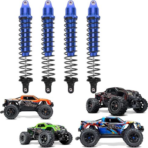 RCAWD RC Shock Absorber for X-Maxx 1/5 1/6 Upgrades, Adjustable RC Shocks Damper with Spring, Hop Ups Parts for #7761, 77086-4 Blue in Saudi Arabia