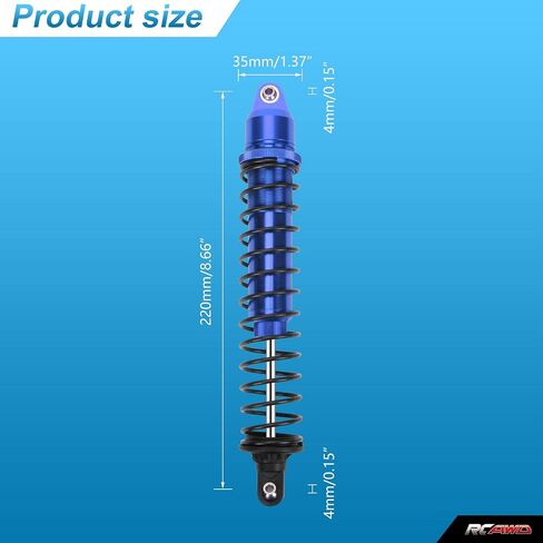 RCAWD RC Shock Absorber for X-Maxx 1/5 1/6 Upgrades, Adjustable RC Shocks Damper with Spring, Hop Ups Parts for #7761, 77086-4 Blue in Saudi Arabia