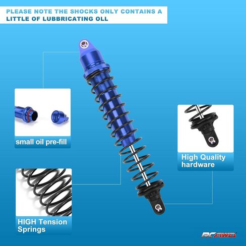RCAWD RC Shock Absorber for X-Maxx 1/5 1/6 Upgrades, Adjustable RC Shocks Damper with Spring, Hop Ups Parts for #7761, 77086-4 Blue in Saudi Arabia