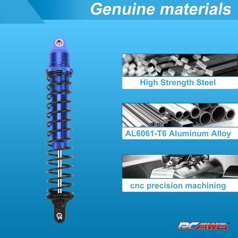 RCAWD RC Shock Absorber for X-Maxx 1/5 1/6 Upgrades, Adjustable RC Shocks Damper with Spring, Hop Ups Parts for #7761, 77086-4 Blue in Saudi Arabia