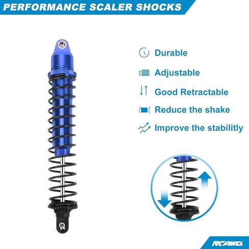 RCAWD RC Shock Absorber for X-Maxx 1/5 1/6 Upgrades, Adjustable RC Shocks Damper with Spring, Hop Ups Parts for #7761, 77086-4 Blue in Saudi Arabia