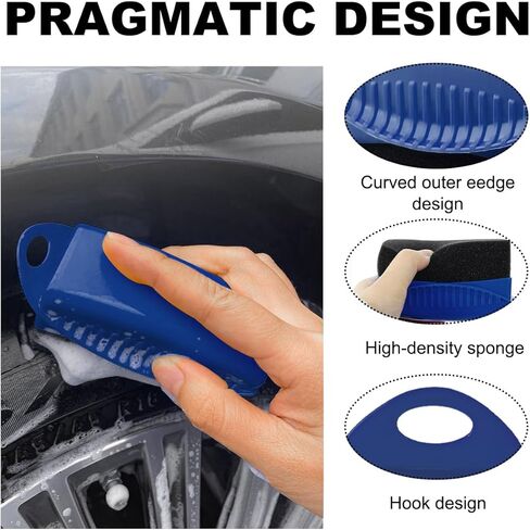 2 PCS Tire Shine Applicator, Flat Tire Dressing Waxing Sponge Pads with Lid Cover, Reusable Tire Polishing Cleaning Foam Applicators with Rectangular Box, Car Accessories (Black) in Saudi Arabia