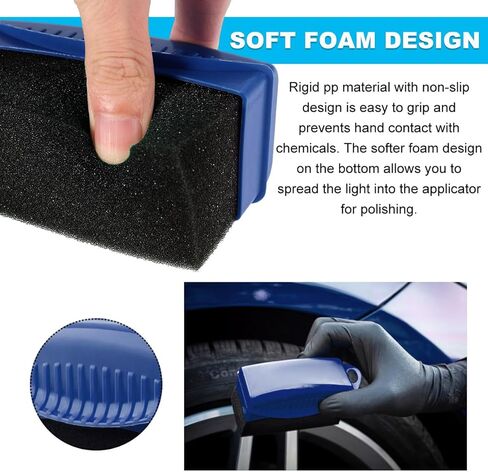 2 PCS Tire Shine Applicator, Flat Tire Dressing Waxing Sponge Pads with Lid Cover, Reusable Tire Polishing Cleaning Foam Applicators with Rectangular Box, Car Accessories (Black) in Saudi Arabia