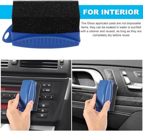 2 PCS Tire Shine Applicator, Flat Tire Dressing Waxing Sponge Pads with Lid Cover, Reusable Tire Polishing Cleaning Foam Applicators with Rectangular Box, Car Accessories (Black) in Saudi Arabia