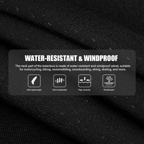 قناع تزلج ساخن V.Step، قناع تزلج ساخن بتحكم سلكي USB مع مؤقت مقاوم للرياح، قناع وجه بالاكلافا لكرة القدم والدراجات النارية والصيد للرجال والنساء (بدون بطارية)، أسود in Kuwait