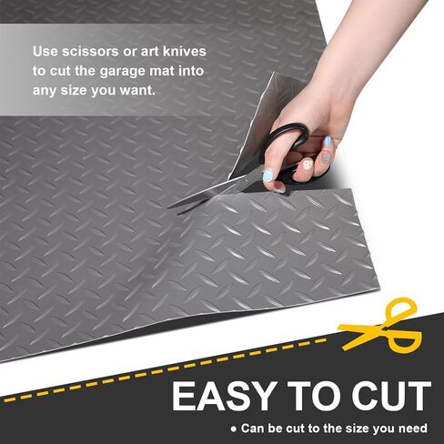 Garage Floor Mat 2.4mm Thickness PVC Garage Flooring Roll Diamond Plate Floor Mats for Garage, Workshop, Gym, Golf Cart Parking or Trailers (Grey, 7.5 x 17 FT) in Saudi Arabia