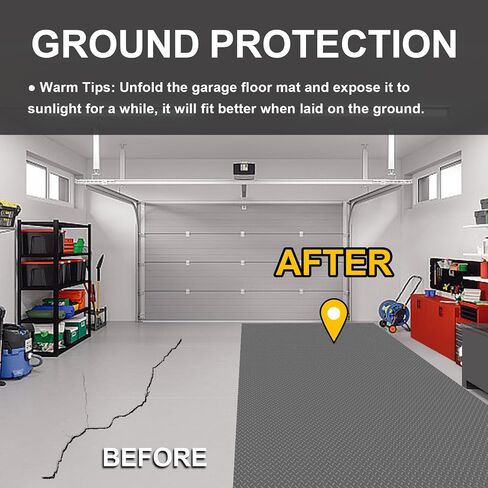 Garage Floor Mat 2.4mm Thickness PVC Garage Flooring Roll Diamond Plate Floor Mats for Garage, Workshop, Gym, Golf Cart Parking or Trailers (Grey, 7.5 x 17 FT) in Saudi Arabia