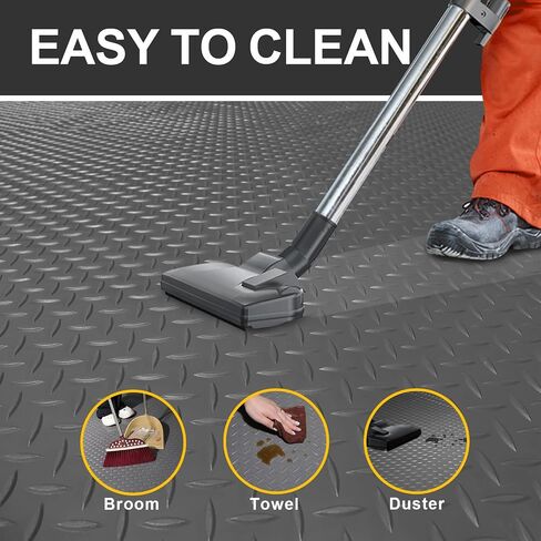 Garage Floor Mat 2.4mm Thickness PVC Garage Flooring Roll Diamond Plate Floor Mats for Garage, Workshop, Gym, Golf Cart Parking or Trailers (Grey, 7.5 x 17 FT) in Saudi Arabia
