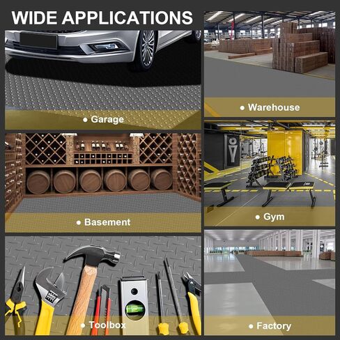 Garage Floor Mat 2.4mm Thickness PVC Garage Flooring Roll Diamond Plate Floor Mats for Garage, Workshop, Gym, Golf Cart Parking or Trailers (Grey, 7.5 x 17 FT) in Saudi Arabia