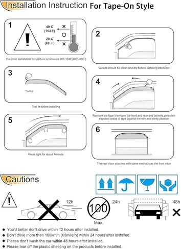 عاكس الرياح للنافذة الجانبية المقاوم للماء، قطعتان من مجموعة عاكس الرياح البديلة الواقية، أقنعة نافذة تناسب 2010-2020 شيفروليه كامارو 92341 in Kuwait