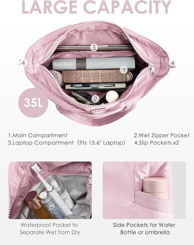 حقيبة حمل للنساء بسحاب، حقيبة سفر قابلة للتوسيع للعمل، حقيبة صالة الألعاب الرياضية مع حزام سجادة اليوغا in Kuwait