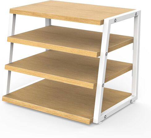 Fenge Desk Organizer, 4 Tier File Organizer for Desk, Wood and Metal Desk Shelf Organizer Storage Rack, Desktop Bookshelf for Office Supplies and Accessories in Saudi Arabia
