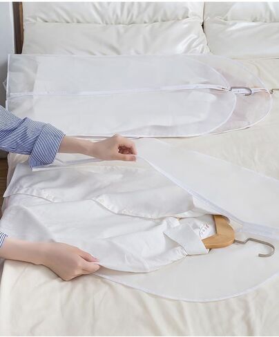 Garment Bags for Hanging Clothes 24'' x 60'' (Set of 12) Coat Covers for Closet Foldable Washable Dress Bags for Hanging Clothes for Long Dress Dance Costumes Suits Gowns Coats in Saudi Arabia