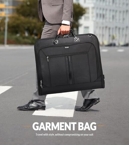 Garment Bag for Travel Suit Bag Large Carry on Garment Bags for Hanging Clothes Foldable 2 in 1 Hanging Suitcase Luggage Bags with Shoulder Strap for Men Women Business Trips - Black in Saudi Arabia
