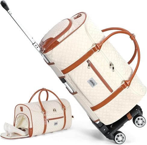 حقائب الملابس المتدحرجة للسفر - 3 في 1 حقائب دفل للملابس قابلة للتحويل مع حجرة أحذية ذات عجلات، حقيبة حمل بعجلات للنساء في عطلة نهاية الأسبوع وفستان الزفاف in Kuwait