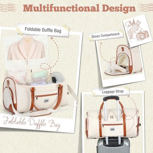 حقائب الملابس المتدحرجة للسفر - 3 في 1 حقائب دفل للملابس قابلة للتحويل مع حجرة أحذية ذات عجلات، حقيبة حمل بعجلات للنساء في عطلة نهاية الأسبوع وفستان الزفاف in Kuwait