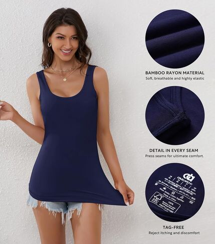 DAVID ARCHY Bamboo Rayon Long Tank Tops for Women Women's Camisoles Undershirts 3 Pack in Kuwait