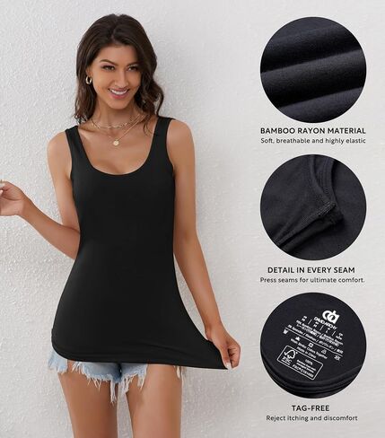 DAVID ARCHY Bamboo Rayon Long Tank Tops for Women Women's Camisoles Undershirts 3 Pack in Kuwait