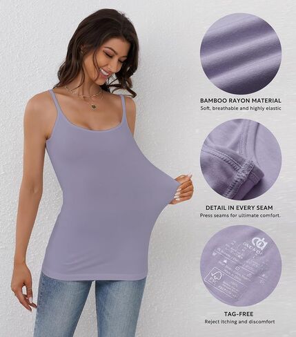 DAVID ARCHY Bamboo Rayon Long Tank Tops for Women Women's Camisoles Undershirts 3 Pack in Kuwait