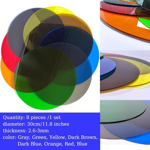 8 Pack Acrylic Plates 12 x 12 inches 3mm Thick Colored Transparent Round for DIY Projects Crafts Painting Home Decor Photography Props in Saudi Arabia