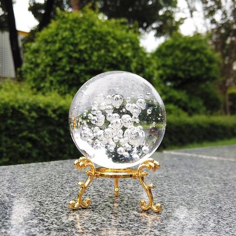 TWINKLING Crystal Ball, Crystal Glass Sphere with Stand, Paperweights Crystal Balls for Witchcraft, Home Decor Accessories Modern Interior Design, 60mm/2.36inch (Air Bubble) in Saudi Arabia