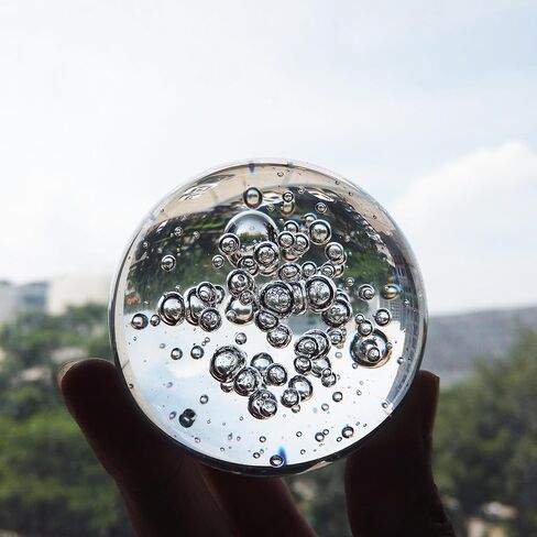 TWINKLING Crystal Ball, Crystal Glass Sphere with Stand, Paperweights Crystal Balls for Witchcraft, Home Decor Accessories Modern Interior Design, 60mm/2.36inch (Air Bubble) in Saudi Arabia