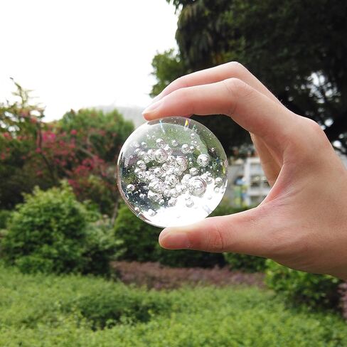 TWINKLING Crystal Ball, Crystal Glass Sphere with Stand, Paperweights Crystal Balls for Witchcraft, Home Decor Accessories Modern Interior Design, 60mm/2.36inch (Air Bubble) in Saudi Arabia
