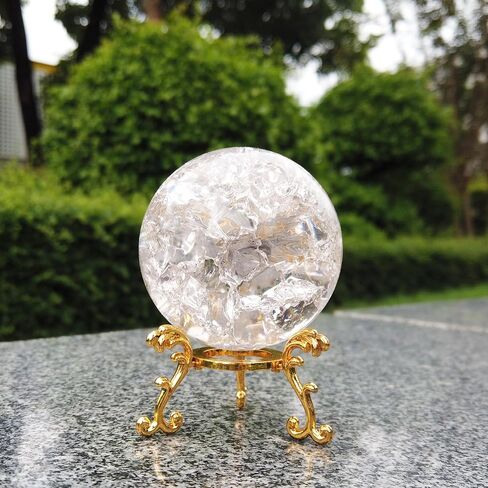 TWINKLING Crystal Ball, Crystal Glass Sphere with Stand, Paperweights Crystal Balls for Witchcraft, Home Decor Accessories Modern Interior Design, 60mm/2.36inch (Air Bubble) in Saudi Arabia